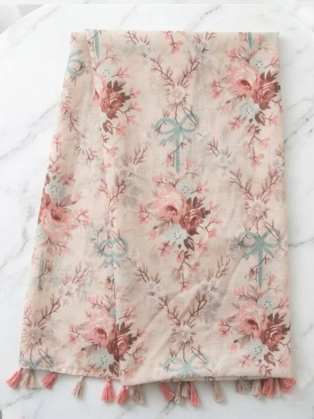 Ladies Pink Flower Scarf - Picture 5 of 8